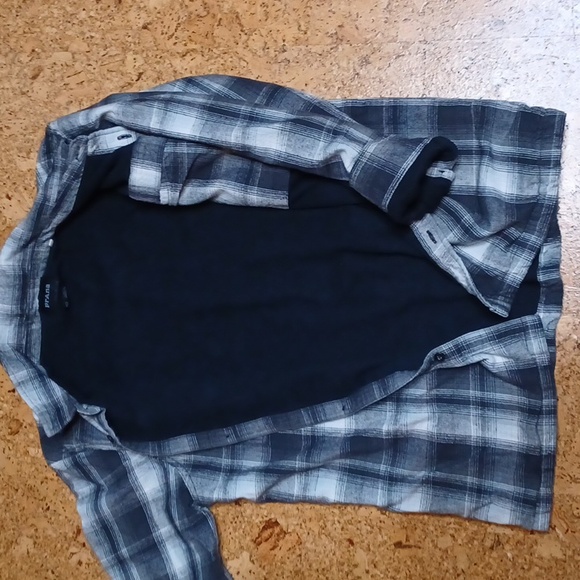 Prana Men's M Gray/Black/White Plaid Thermal Lined Button Shirt Jacket - Picture 7 of 8